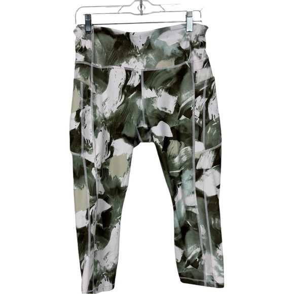 Athleta Ultimate Stash II Capri Leggings Women's Size L Painted Energy Olive - Picture 2 of 6